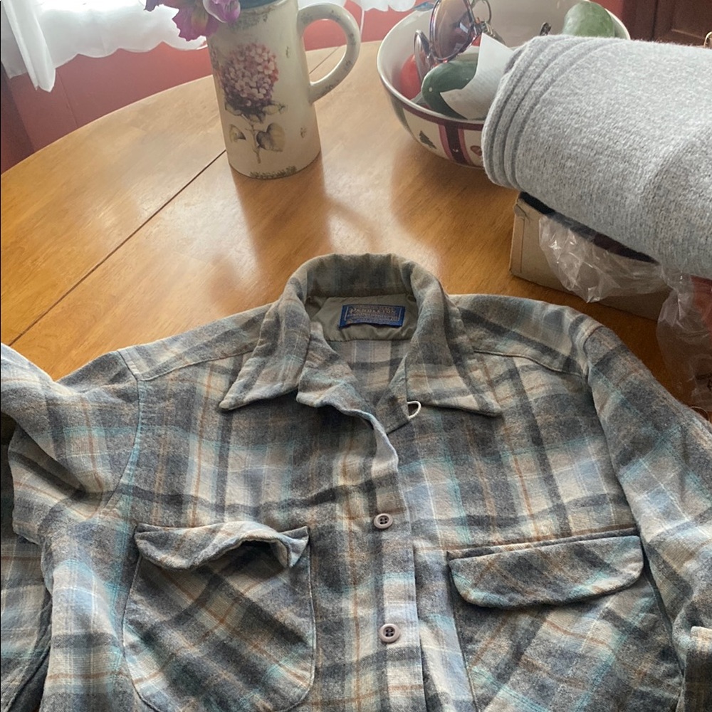 Pendleton Blue Plaid Wool Shirt